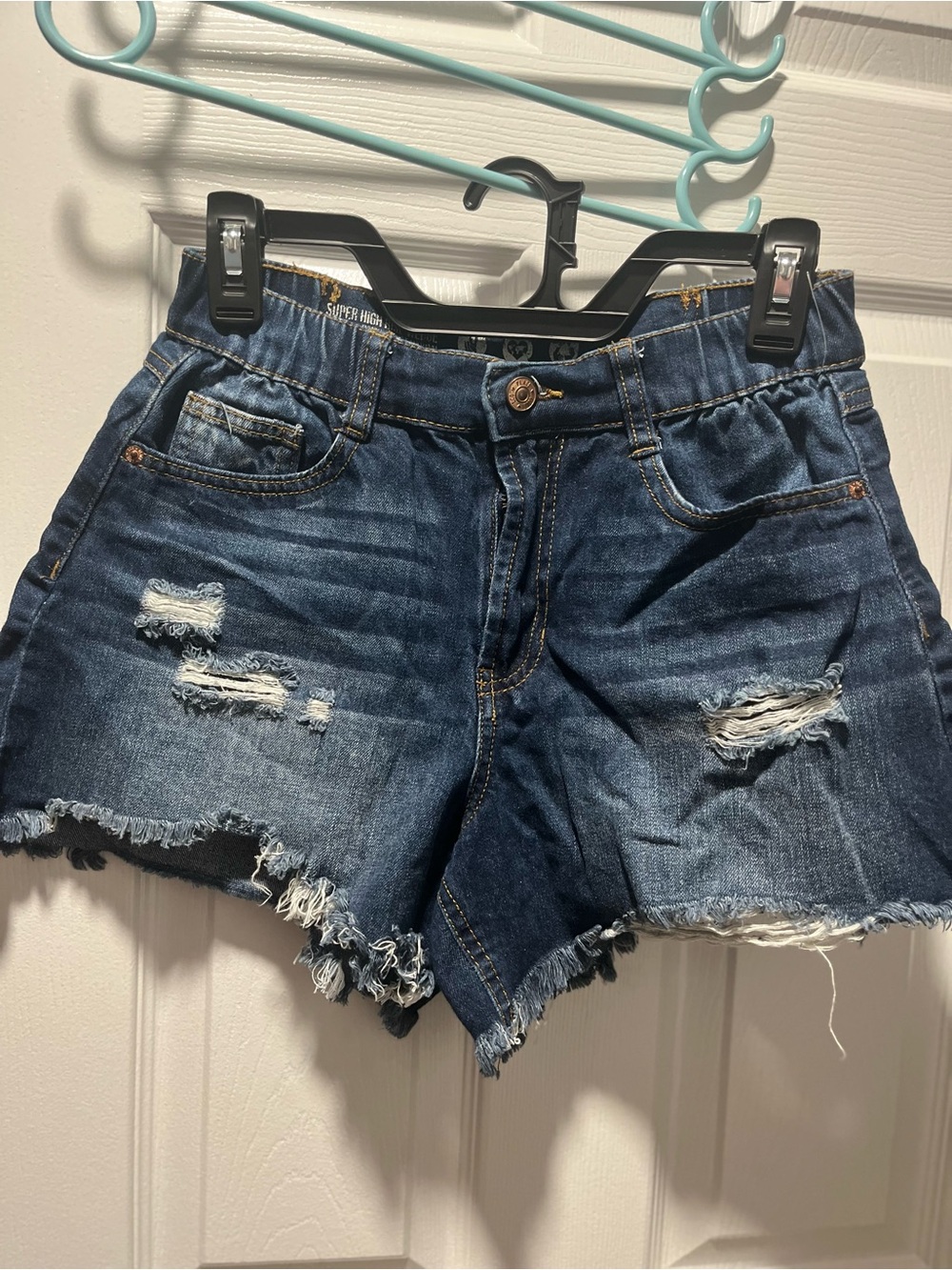 Rewash Dark Blue Distressed Denim Jean Shorts